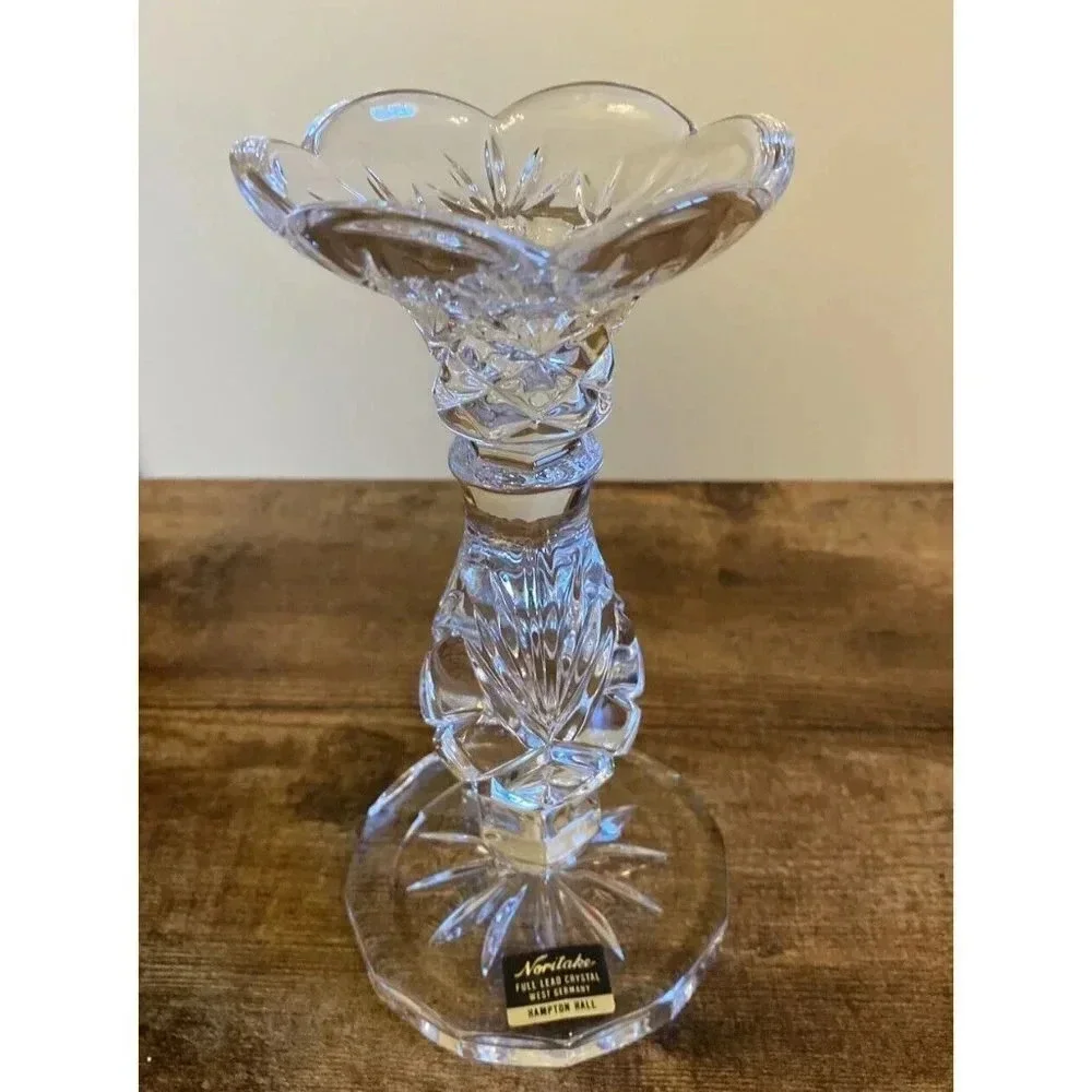 Noritake HAMPTON HALL Full Lead Crystal 7” Candlestick Holder West Germany